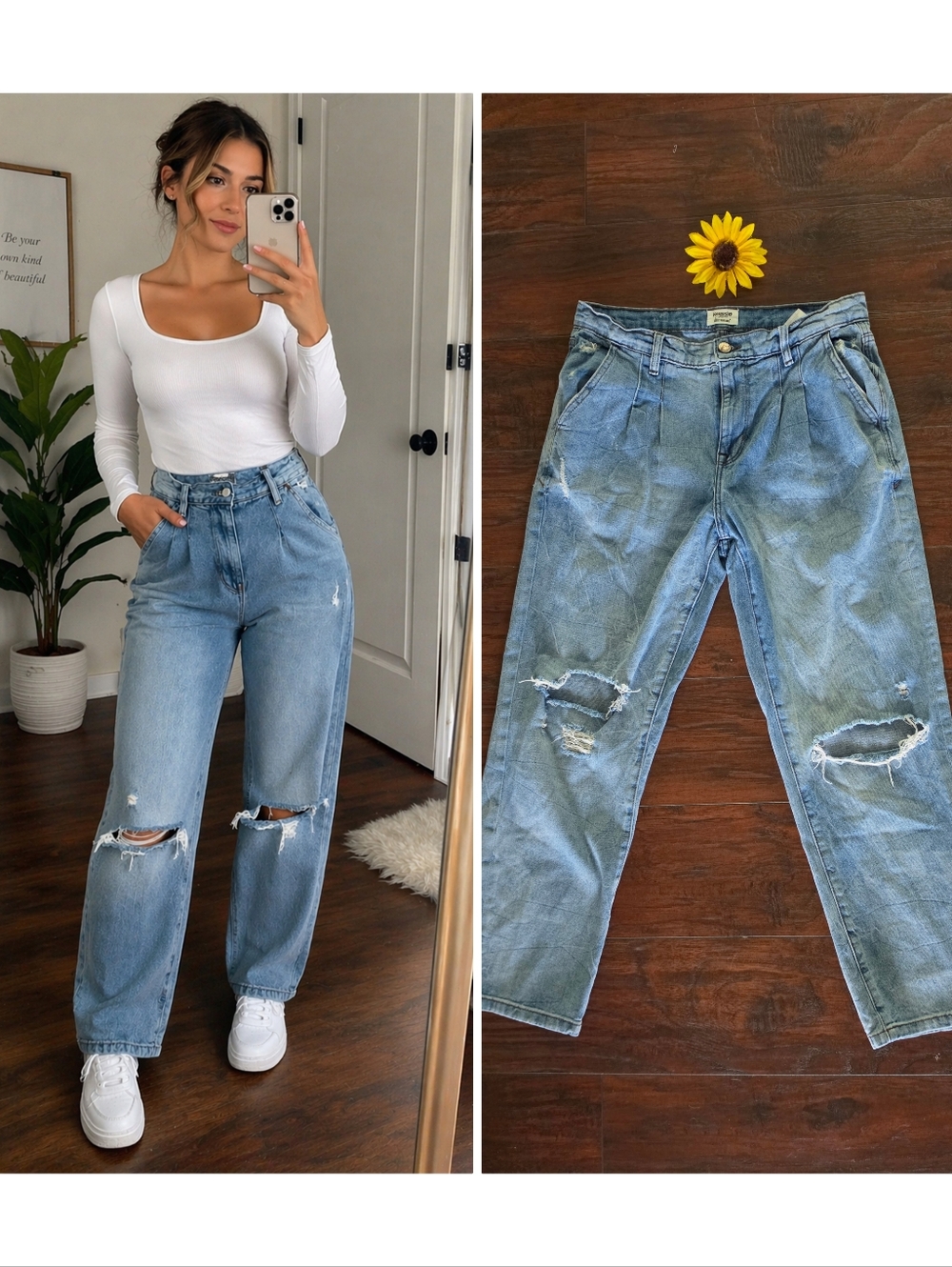 Kensie Light Blue Distressed Boyfriend Jeans